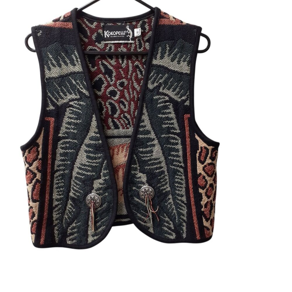 Kokopelli Sleeveless Vest Southwestern Aztec Pattern Women’s Small Multicolor